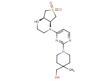 (1-{4-[(4aR*,7aS*)-6,6-dioxidohexahydrothieno[3,4-b]pyrazin-1(2H)-yl]pyrimidin-2-yl}-4-methylpiperidin-4-yl)methanol