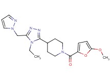 4-[4-ethyl-5-(1H-pyrazol-1-ylmethyl)-4H-1,2,4-triazol-3-yl]-1-(5-methoxy-2-furoyl)piperidine