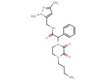 2-(4-butyl-2,3-dioxopiperazin-1-yl)-N-[(1,3-dimethyl-1H-pyrazol-5-yl)methyl]-2-phenylacetamide