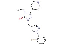 4-ethyl-2-{[1-(2-fluorophenyl)-1H-pyrazol-4-yl]methyl}-5-(4-piperidinyl)-2,4-dihydro-3H-1,2,4-triazol-3-one hydrochloride