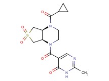 5-{[(4aS*,7aR*)-4-(cyclopropylcarbonyl)-6,6-dioxidohexahydrothieno[3,4-b]pyrazin-1(2H)-yl]carbonyl}-2-methyl-4(3H)-pyrimidinone