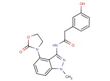 2-(3-hydroxyphenyl)-N-[1-methyl-4-(2-oxo-1,3-oxazolidin-3-yl)-1H-indazol-3-yl]acetamide