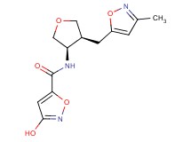3-hydroxy-N-{(3R*,4S*)-4-[(3-methylisoxazol-5-yl)methyl]tetrahydrofuran-3-yl}isoxazole-5-carboxamide