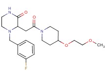 4-(3-fluorobenzyl)-3-{2-[4-(2-methoxyethoxy)-1-piperidinyl]-2-oxoethyl}-2-piperazinone