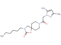 8-[(5-amino-3-methyl-1H-pyrazol-1-yl)acetyl]-3-hexyl-1-oxa-3,8-diazaspiro[4.5]decan-2-one