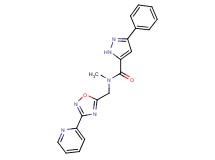 N-methyl-3-phenyl-N-[(3-pyridin-2-yl-1,2,4-oxadiazol-5-yl)methyl]-1H-pyrazole-5-carboxamide