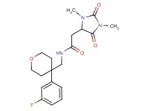 2-(1,3-dimethyl-2,5-dioxo-4-imidazolidinyl)-N-{[4-(3-fluorophenyl)tetrahydro-2H-pyran-4-yl]methyl}acetamide