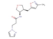 N-{(3R*,4S*)-4-[(3-methylisoxazol-5-yl)methyl]tetrahydrofuran-3-yl}-3-(1H-pyrazol-1-yl)propanamide