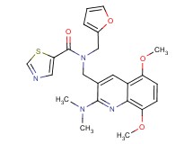 N-{[2-(dimethylamino)-5,8-dimethoxy-3-quinolinyl]methyl}-N-(2-furylmethyl)-1,3-thiazole-5-carboxamide