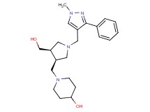 1-({(3R*,4R*)-4-(hydroxymethyl)-1-[(1-methyl-3-phenyl-1H-pyrazol-4-yl)methyl]pyrrolidin-3-yl}methyl)piperidin-4-ol