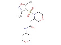 2-{4-[(3,5-dimethyl-4-isoxazolyl)sulfonyl]-3-morpholinyl}-N-(tetrahydro-2H-pyran-4-yl)acetamide