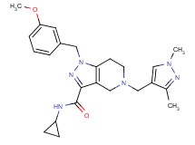 N-cyclopropyl-5-[(1,3-dimethyl-1H-pyrazol-4-yl)methyl]-1-(3-methoxybenzyl)-4,5,6,7-tetrahydro-1H-pyrazolo[4,3-c]pyridine-3-carboxamide
