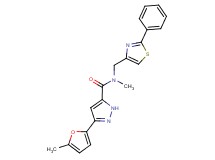 N-methyl-3-(5-methyl-2-furyl)-N-[(2-phenyl-1,3-thiazol-4-yl)methyl]-1H-pyrazole-5-carboxamide