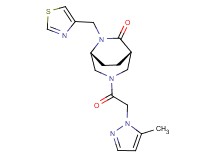 (1S*,5R*)-3-[(5-methyl-1H-pyrazol-1-yl)acetyl]-6-(1,3-thiazol-4-ylmethyl)-3,6-diazabicyclo[3.2.2]nonan-7-one