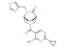 (1S*,5R*)-3-[(2-cyclopropyl-4-methylpyrimidin-5-yl)carbonyl]-6-(1,3-thiazol-4-ylmethyl)-3,6-diazabicyclo[3.2.2]nonan-7-one