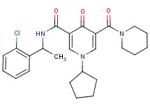 N-[1-(2-chlorophenyl)ethyl]-1-cyclopentyl-4-oxo-5-(1-piperidinylcarbonyl)-1,4-dihydro-3-pyridinecarboxamide