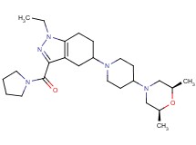 5-{4-[(2R*,6S*)-2,6-dimethyl-4-morpholinyl]-1-piperidinyl}-1-ethyl-3-(1-pyrrolidinylcarbonyl)-4,5,6,7-tetrahydro-1H-indazole