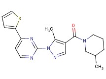 2-{5-methyl-4-[(3-methyl-1-piperidinyl)carbonyl]-1H-pyrazol-1-yl}-4-(2-thienyl)pyrimidine