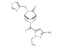 (1S*,5R*)-3-[(1-ethyl-3-methyl-1H-pyrazol-5-yl)carbonyl]-6-(1,3-thiazol-4-ylmethyl)-3,6-diazabicyclo[3.2.2]nonan-7-one