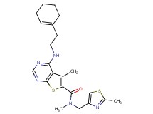 4-{[2-(1-cyclohexen-1-yl)ethyl]amino}-N,5-dimethyl-N-[(2-methyl-1,3-thiazol-4-yl)methyl]thieno[2,3-d]pyrimidine-6-carboxamide