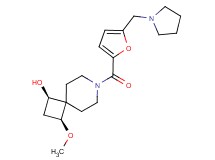 (1R*,3S*)-3-methoxy-7-[5-(pyrrolidin-1-ylmethyl)-2-furoyl]-7-azaspiro[3.5]nonan-1-ol