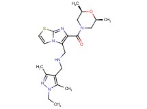 1-(6-{[(2R*,6S*)-2,6-dimethyl-4-morpholinyl]carbonyl}imidazo[2,1-b][1,3]thiazol-5-yl)-N-[(1-ethyl-3,5-dimethyl-1H-pyrazol-4-yl)methyl]methanamine