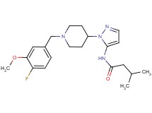 N-{1-[1-(4-fluoro-3-methoxybenzyl)-4-piperidinyl]-1H-pyrazol-5-yl}-3-methylbutanamide