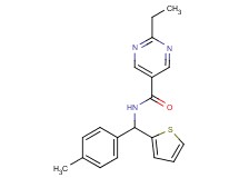 2-ethyl-N-[(4-methylphenyl)(2-thienyl)methyl]-5-pyrimidinecarboxamide