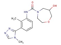 6-hydroxy-N-[2-methyl-3-(4-methyl-4H-1,2,4-triazol-3-yl)phenyl]-1,4-oxazepane-4-carboxamide