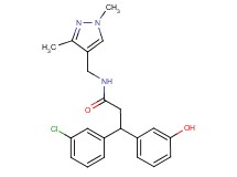 3-(3-chlorophenyl)-N-[(1,3-dimethyl-1H-pyrazol-4-yl)methyl]-3-(3-hydroxyphenyl)propanamide