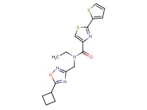 N-[(5-cyclobutyl-1,2,4-oxadiazol-3-yl)methyl]-N-ethyl-2-(2-thienyl)-1,3-thiazole-4-carboxamide