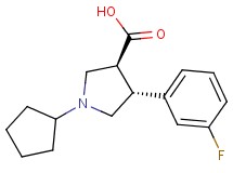(3S*,4R*)-1-cyclopentyl-4-(3-fluorophenyl)pyrrolidine-3-carboxylic acid