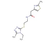 N-{2-[(4-ethyl-5-methyl-4H-1,2,4-triazol-3-yl)thio]ethyl}-2-(2-methyl-1,3-thiazol-4-yl)acetamide