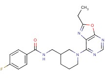 N-{[1-(2-ethyl[1,3]oxazolo[5,4-d]pyrimidin-7-yl)piperidin-3-yl]methyl}-4-fluorobenzamide