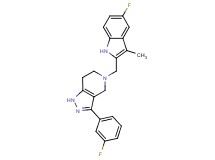 5-[(5-fluoro-3-methyl-1H-indol-2-yl)methyl]-3-(3-fluorophenyl)-4,5,6,7-tetrahydro-1H-pyrazolo[4,3-c]pyridine