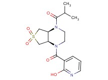 3-{[(4aS*,7aR*)-4-isobutyryl-6,6-dioxidohexahydrothieno[3,4-b]pyrazin-1(2H)-yl]carbonyl}-2-pyridinol
