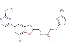 N-({7-chloro-5-[2-(methylthio)-4-pyrimidinyl]-2,3-dihydro-1-benzofuran-2-yl}methyl)-2-[(4-methyl-1,3-thiazol-2-yl)thio]acetamide