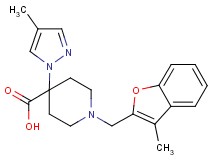 1-[(3-methyl-1-benzofuran-2-yl)methyl]-4-(4-methyl-1H-pyrazol-1-yl)piperidine-4-carboxylic acid