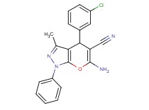 6-amino-4-(3-chlorophenyl)-3-methyl-1-phenyl-1,4-dihydropyrano[2,3-c]pyrazole-5-carbonitrile