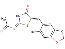 N-{5-[(6-bromo-1,3-benzodioxol-5-yl)methylene]-4-oxo-1,3-thiazolidin-2-ylidene}acetamide
