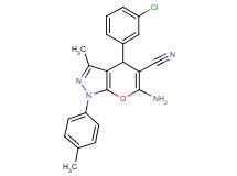 6-amino-4-(3-chlorophenyl)-3-methyl-1-(4-methylphenyl)-1,4-dihydropyrano[2,3-c]pyrazole-5-carbonitrile