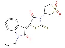 3-[3-(1,1-dioxidotetrahydro-3-thienyl)-4-oxo-2-thioxo-1,3-thiazolidin-5-ylidene]-1-ethyl-1,3-dihydro-2H-indol-2-one