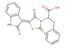 2-[4-oxo-5-(2-oxo-1,2-dihydro-3H-indol-3-ylidene)-2-thioxo-1,3-thiazolidin-3-yl]-3-phenylpropanoic acid