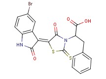 2-[5-(5-bromo-2-oxo-1,2-dihydro-3H-indol-3-ylidene)-4-oxo-2-thioxo-1,3-thiazolidin-3-yl]-3-phenylpropanoic acid