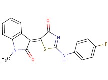 3-[2-[(4-fluorophenyl)amino]-4-oxo-1,3-thiazol-5(4H)-ylidene]-1-methyl-1,3-dihydro-2H-indol-2-one