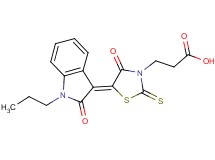 3-[4-oxo-5-(2-oxo-1-propyl-1,2-dihydro-3H-indol-3-ylidene)-2-thioxo-1,3-thiazolidin-3-yl]propanoic acid