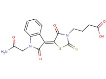 4-{5-[1-(2-amino-2-oxoethyl)-2-oxo-1,2-dihydro-3H-indol-3-ylidene]-4-oxo-2-thioxo-1,3-thiazolidin-3-yl}butanoic acid