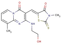 2-[(2-hydroxyethyl)amino]-9-methyl-3-[(3-methyl-4-oxo-2-thioxo-1,3-thiazolidin-5-ylidene)methyl]-4H-pyrido[1,2-a]pyrimidin-4-one