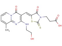 3-[5-({2-[(2-hydroxyethyl)amino]-9-methyl-4-oxo-4H-pyrido[1,2-a]pyrimidin-3-yl}methylene)-4-oxo-2-thioxo-1,3-thiazolidin-3-yl]propanoic acid