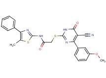 2-{[5-cyano-4-(3-methoxyphenyl)-6-oxo-1,6-dihydro-2-pyrimidinyl]thio}-N-(5-methyl-4-phenyl-1,3-thiazol-2-yl)acetamide